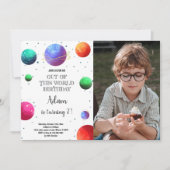 Galaxy Planets Verjaardag Uitnodiging met Foto (Voorkant)