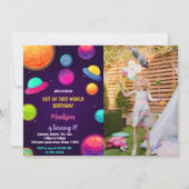 Galaxy Planets Verjaardag Uitnodiging met Foto (Voorkant)