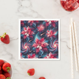 Galaxy Poinsettia Feestelijke Bloemen Patroon Deco Servet