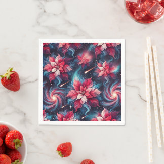 Galaxy Poinsettia Feestelijke Bloemen Patroon Deco Servet