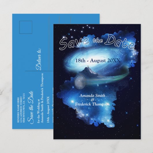 Galaxy Portal Sla de data op Aankondigingskaart (Voorkant / Achterkant)