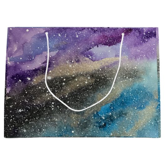 Galaxy Print Buitenspatie Waterverf tas Groot Cadeauzakje (Voorkant)