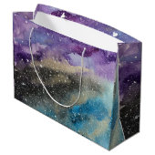 Galaxy Print Buitenspatie Waterverf tas Groot Cadeauzakje (Achterkant Gekanteld)