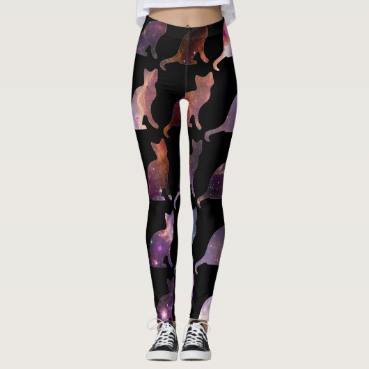 Galaxy Print Cats Patterated Leggings (Voorkant)