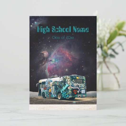 Galaxy psychedelische hippie van monogram feestdagenkaart (Staand voorkant)