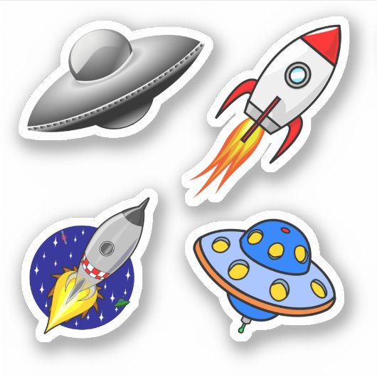 Galaxy Raket Schepen Ruimteschepen Scrapboek Sticker (Voorkant)