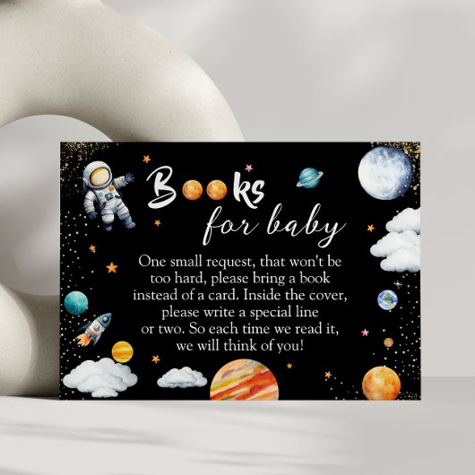 Galaxy Rocket Books for Baby Black Space Shower Informatiekaartje