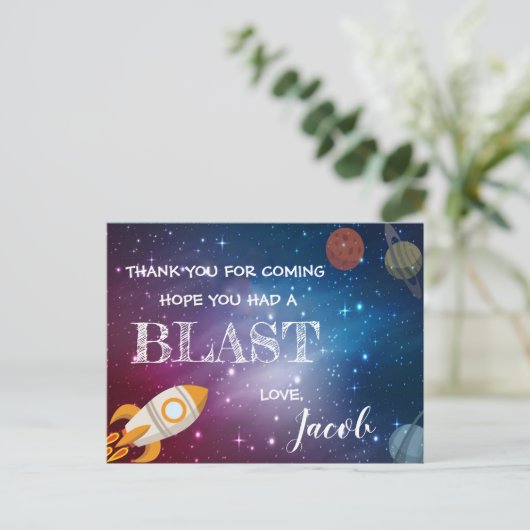 Galaxy Rocket Planets Théance Dank je Briefkaart (Staand voorkant)