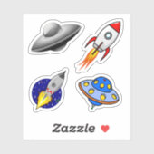 Galaxy Rocket Ships Spaceships Scrap Book Sticker (Vel)