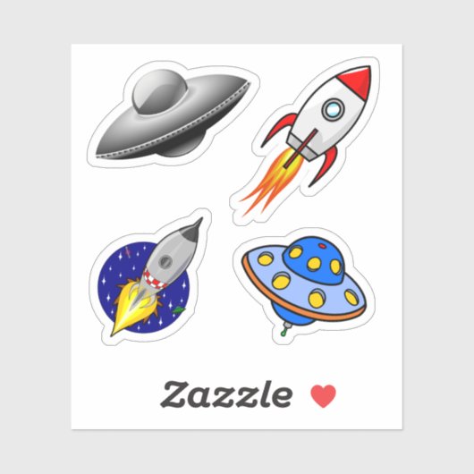 Galaxy Rocket Ships Spaceships Scrap Book Sticker (Vel)
