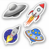 Galaxy Rocket Ships Spaceships Scrap Book Sticker (Voorkant)