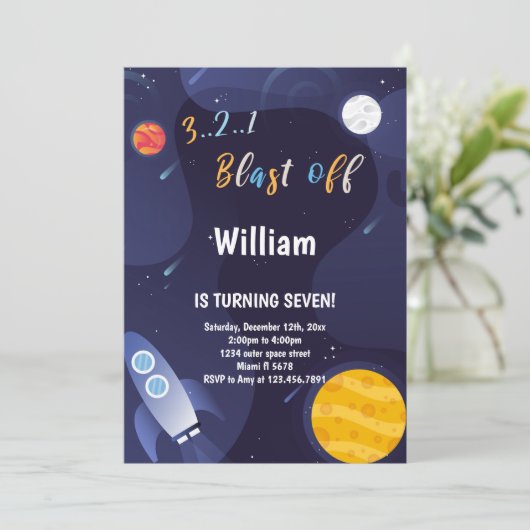 Galaxy Rocket Theme voor kinderen Kaart (Staand voorkant)