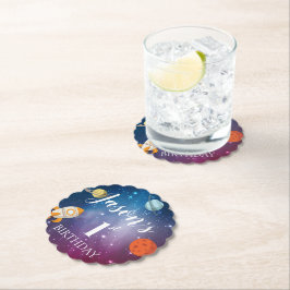 Galaxy Rocket Thormed Kinderen 1e verjaardag Kartonnen Onderzetters