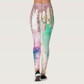 Galaxy Roos Gouden Glitter Drips Elegant Design Leggings (Achterkant)