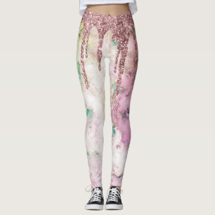 Galaxy Roos Gouden Glitter Drips Elegant Design Leggings