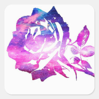 Galaxy Roos vorm roze en paarse draaiende sterren  Vierkante Sticker
