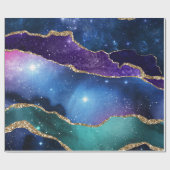 Galaxy Roze Blauw Paarse Agate Nep Goud Glitters Cadeaupapier (Vlak)