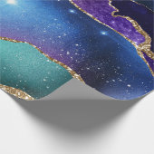 Galaxy Roze Blauw Paarse Agate Nep Goud Glitters Cadeaupapier (Hoek)
