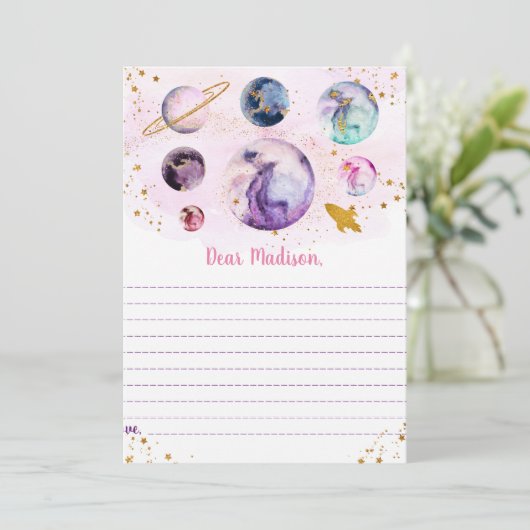 Galaxy Roze Gouden Ruimte Verjaardag Tijd Capsule  Kaart (Staand voorkant)