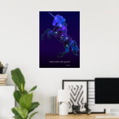 Galaxy roze, mooi eenhoorndun afbeelding poster (Thuiskantoor)