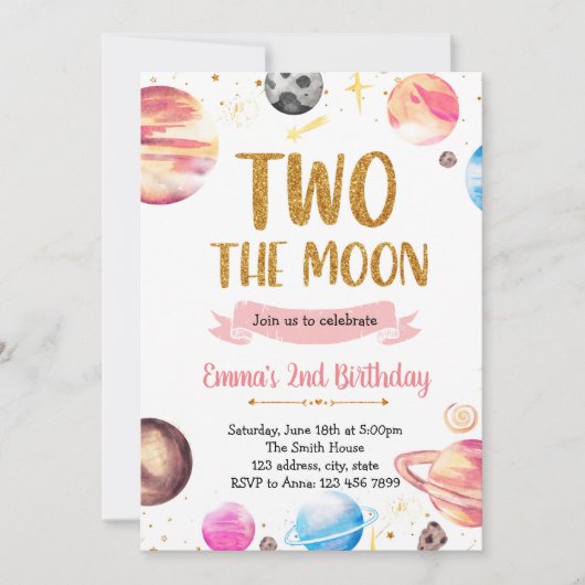 Galaxy ruimte meisje twee op de maan kaart (Voorkant)