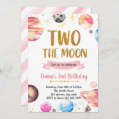 Galaxy ruimte meisje twee op de maan kaart (Voorkant / Achterkant)