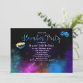 Galaxy Ruimte Slaapfeest Verjaardagsuitnodigingen Kaart (Staand voorkant)