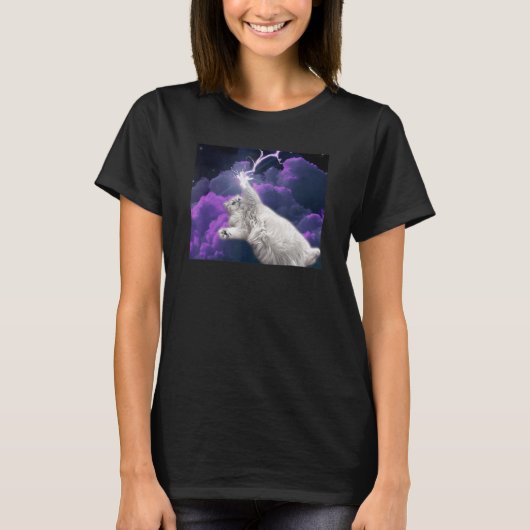 Galaxy Ruimte Verlichtingskat T-shirt (Voorkant)