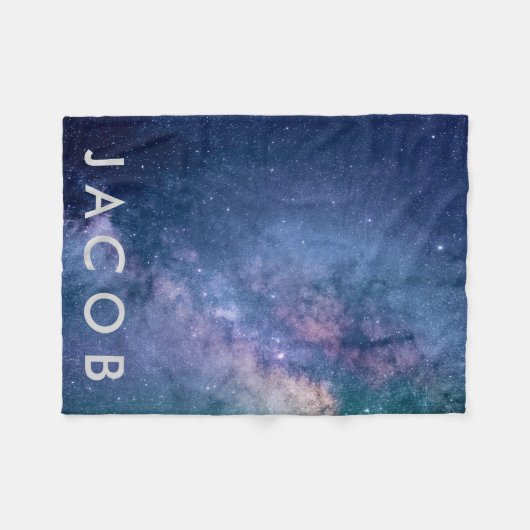 Galaxy ・ Ruimteachtergrond met naam Fleece Deken (Voorkant (Horizontaal))