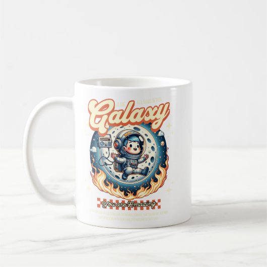 Galaxy Ruimtevaarder Kat Schattig Ruimte Illustrat Koffiemok (Links)