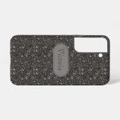 Galaxy S22 Ash Gray Floral Pattern Faux Leather  Samsung Galaxy Hoesje (Achterkant horizontaal)