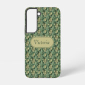 Galaxy S22 Green Leaves Pattern Faux Leather  Samsung Galaxy Hoesje (Achterkant)