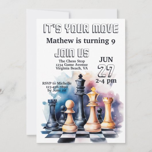 Galaxy Schaakstukken Modern Schaken Verjaardag Kaart (Voorkant)