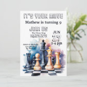 Galaxy Schaakstukken Modern Schaken Verjaardag Kaart (Staand voorkant)