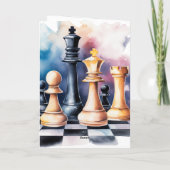 Galaxy Schaakstukken Modern Schaken Verjaardag Kaart (Achterkant)