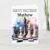 Galaxy Schaakstukken Modern Schaken Verjaardag Kaart (Voorkant)