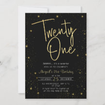 Galaxy Script Zwart en Goud 21e Verjaardagsfeestje