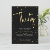 Galaxy Script Zwart en Goud 30e Verjaardagsfeestje Kaart (Staand voorkant)