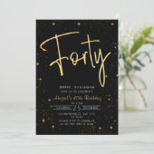 Galaxy Script Zwart en Goud 40e Verjaardagsfeestje Kaart (Staand voorkant)