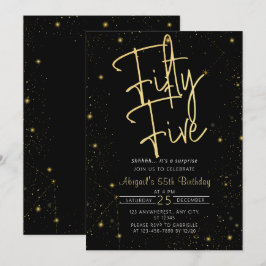 Galaxy Script Zwart en Goud 55e Verjaardagsfeestje Kaart