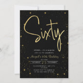 Galaxy Script Zwart en Goud 60e Verjaardagsfeestje Kaart (Voorkant)