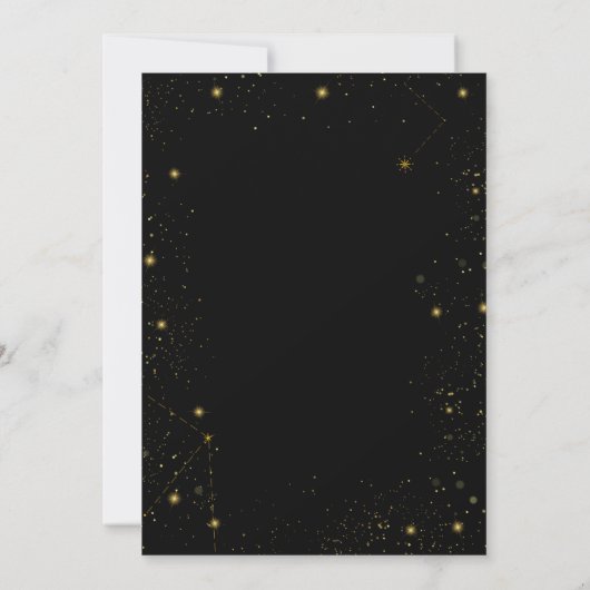 Galaxy Script Zwart en Goud 60e Verjaardagsfeestje Kaart (Achterkant)