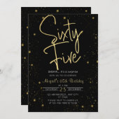 Galaxy Script Zwart en Goud 65e Verjaardagsfeestje Kaart (Voorkant / Achterkant)