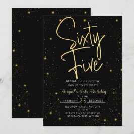 Galaxy Script Zwart en Goud 65e Verjaardagsfeestje Kaart