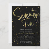 Galaxy Script Zwart en Goud 75e Verjaardagsfeestje Kaart (Voorkant)