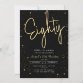 Galaxy Script Zwart en Goud 80ste Verjaardagsfeest Kaart (Voorkant)