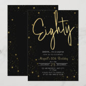 Galaxy Script Zwart en Goud 80ste Verjaardagsfeest Kaart (Voorkant / Achterkant)