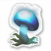 Galaxy Shiitake Gloeiend Licht Blauw Paddestoel Cu Sticker (Voorkant)