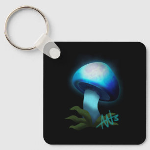 Galaxy Shiitake Gloeiend Lichtblauw Paddestoel Met Sleutelhanger