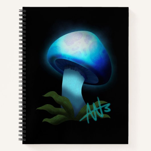 Galaxy Shiitake Gloeiende Licht Blauw Paddestoel S Notitieboek (Voorkant)
